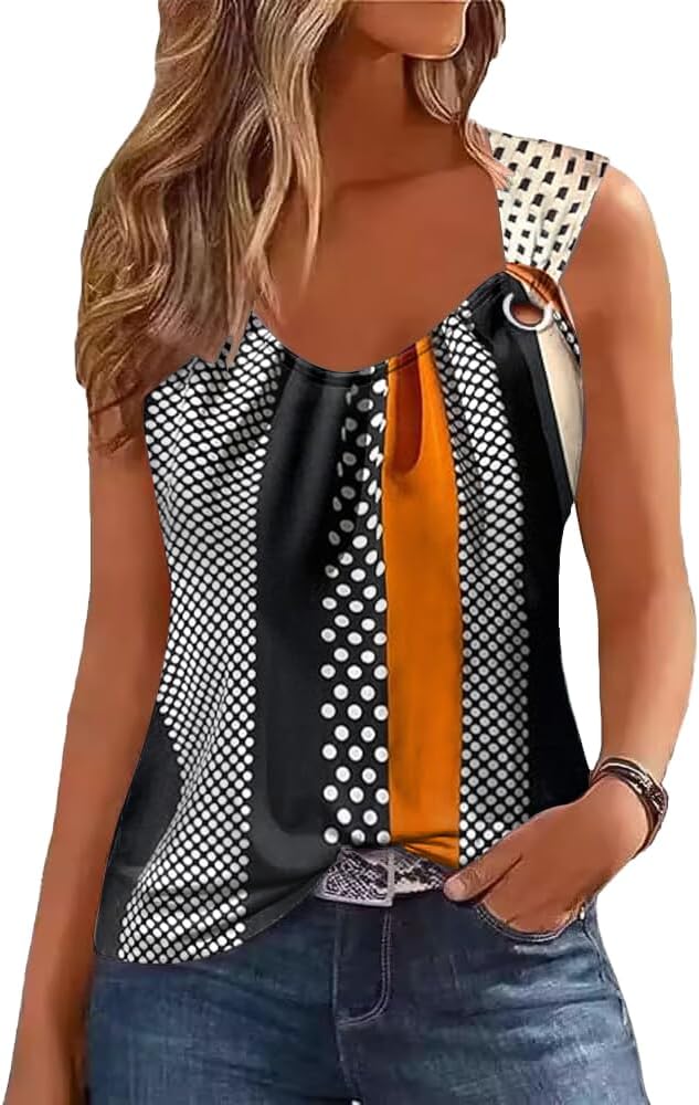 Tank Tops for Women 2024 Trendy Summer Tops V Neck Sleeveless T Shirts Spring Clothes Casual Loose Blouses