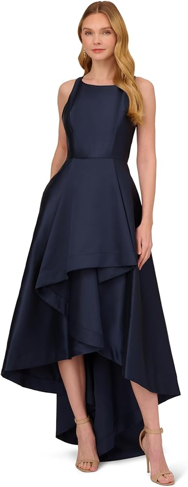 Adrianna Papell Women's Mikado High Low Gown