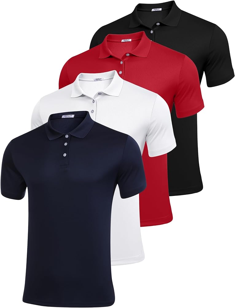 PINSPARK 1/3/4 Pack:Golf Polo Shirts for Men Multipacks Quick Dry Short Sleeve Collared Shirt Summer Casual Polos Shirt