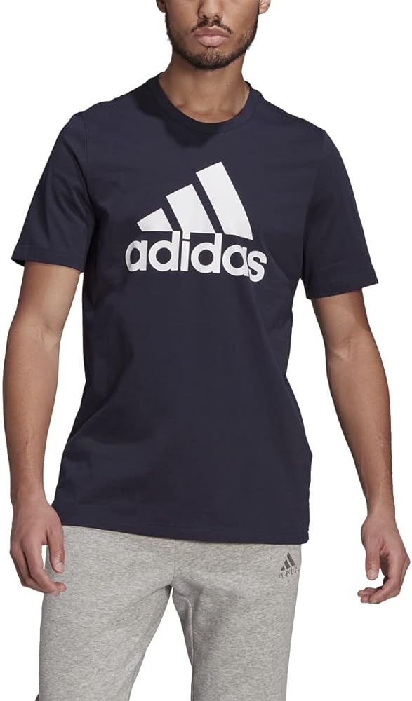 adidas Men's Essentials Big Logo Tee, Black-white,