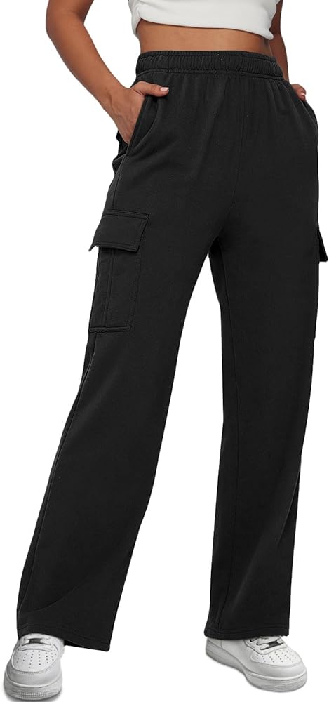 AUTOMET Womens Cargo Sweatpants Casual Baggy Fleece High Waisted Joggers Pants