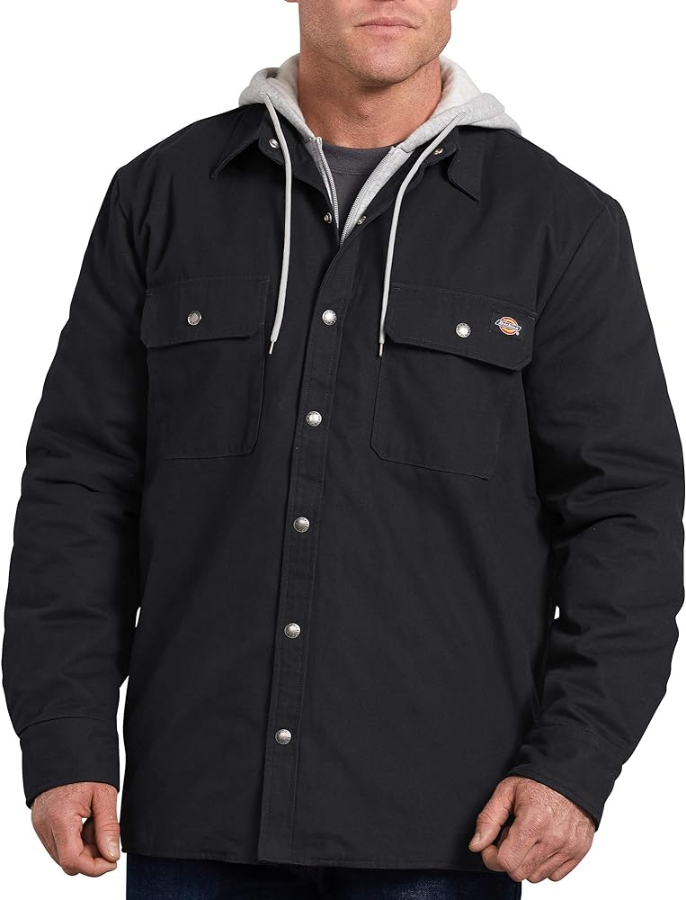 Dickies Men's Relaxed Fit Hooded Duck Quilted Shirt Jacket