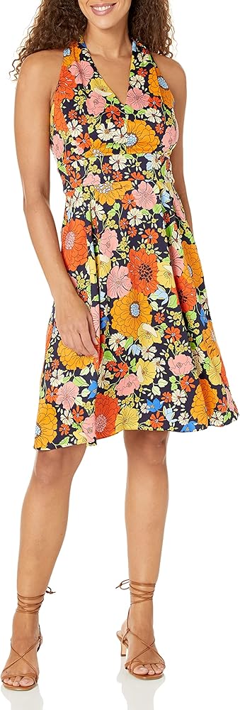 London Times Women's Poly Twill Halter Dress