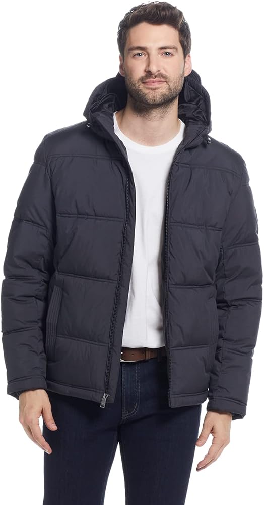 Weatherproof Hooded Puffer Jacket for Men - Water Resistant Bubble Coat for Men | Puffy Alternative Down Jacket