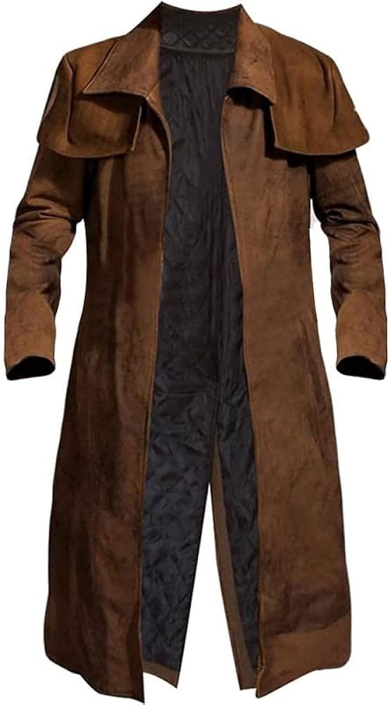 Suede Leather Duster Coat Mens - New Vegas A7 Armor Classic Veteran Ranger Brown Trench Coat