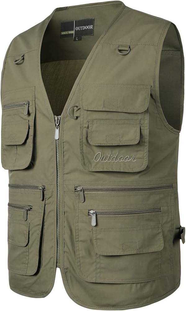 Men's Outdoor Fly Fishing Vest Multi Pockets Hunting Vest Photography Lightweight Travel Vest Jacket