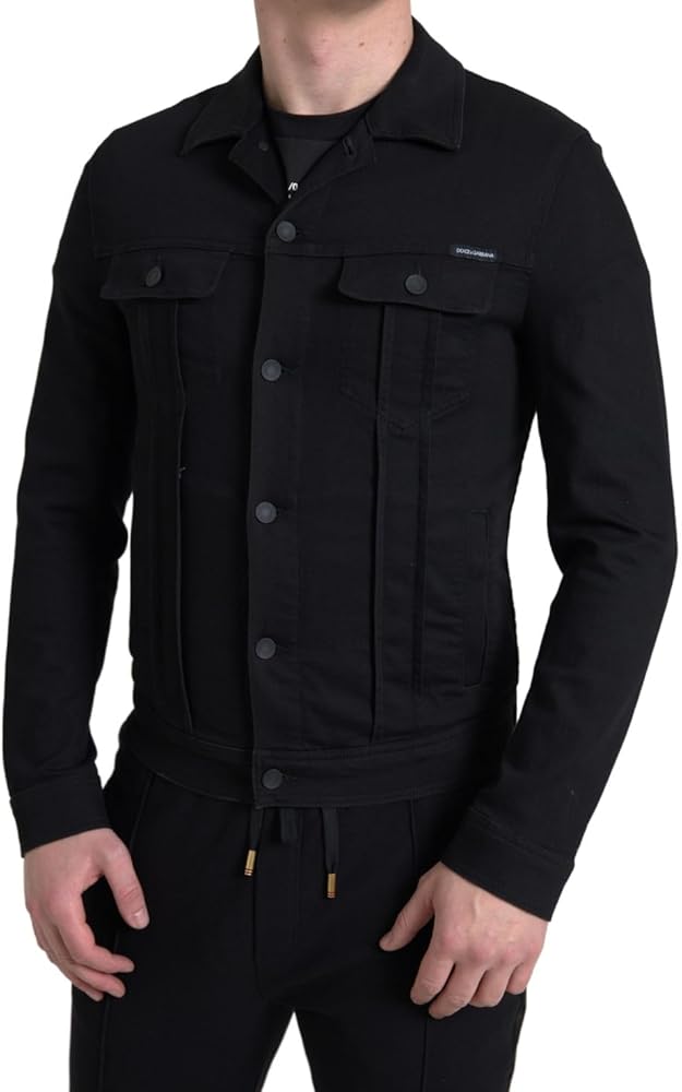 Dolce & Gabbana Elegant Black Denim Logo Men's Jacket