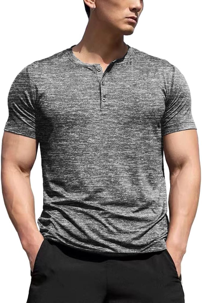 Men's Workout Training Shirt Slim Fit Short Sleeve Moisture Wicking Sport Heyley Shirts Quick Dry