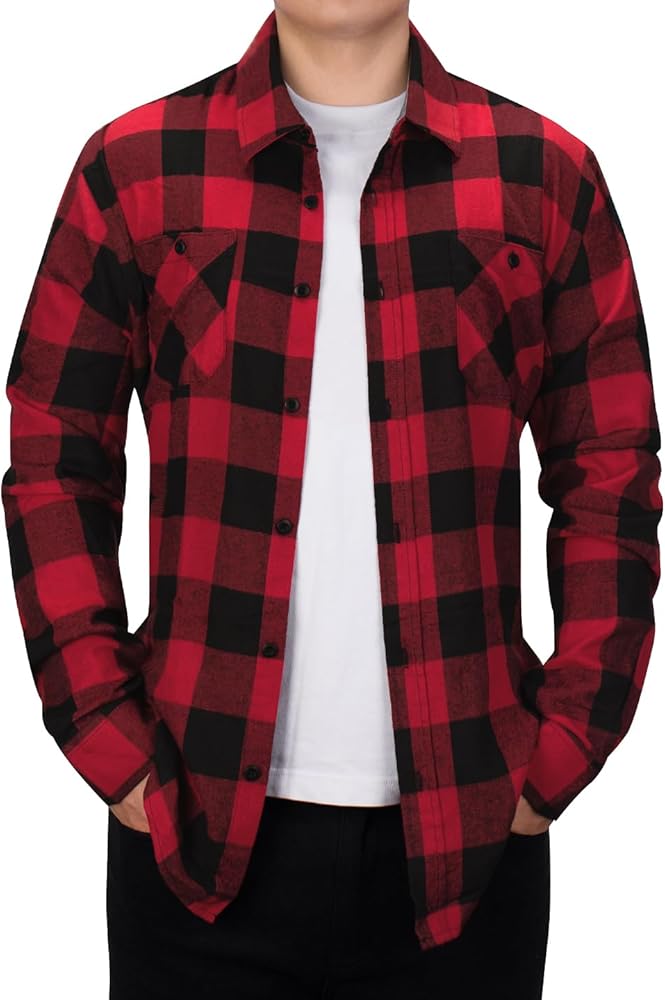 Arjen Kroos Mens Flannel Plaid Shirts Long Sleeve Casual Button Down Shirt