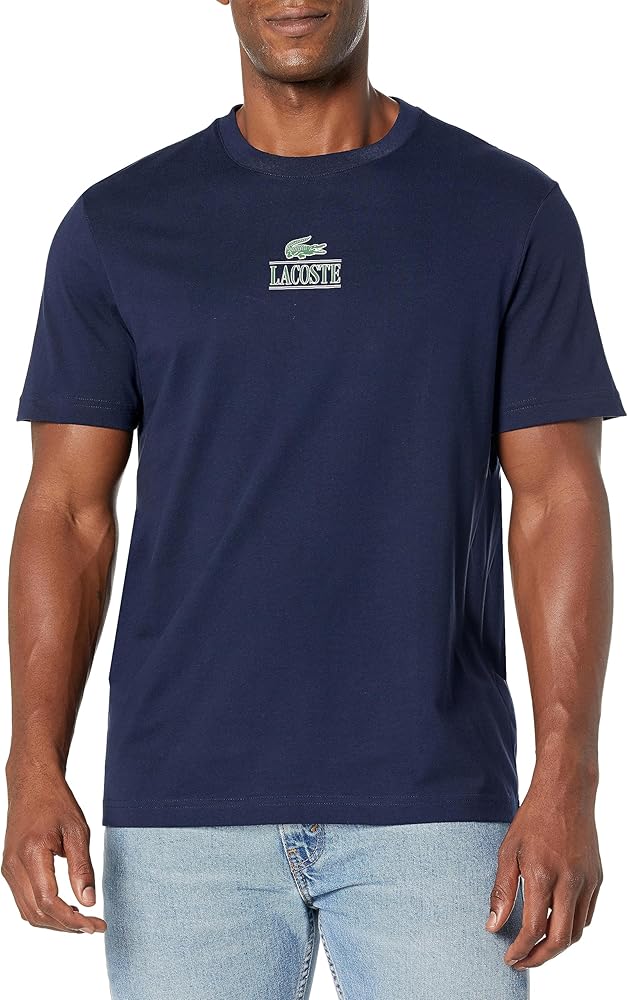 Lacoste Men's Short Sleeve Crew Neck Minimal Croc T-Shirt