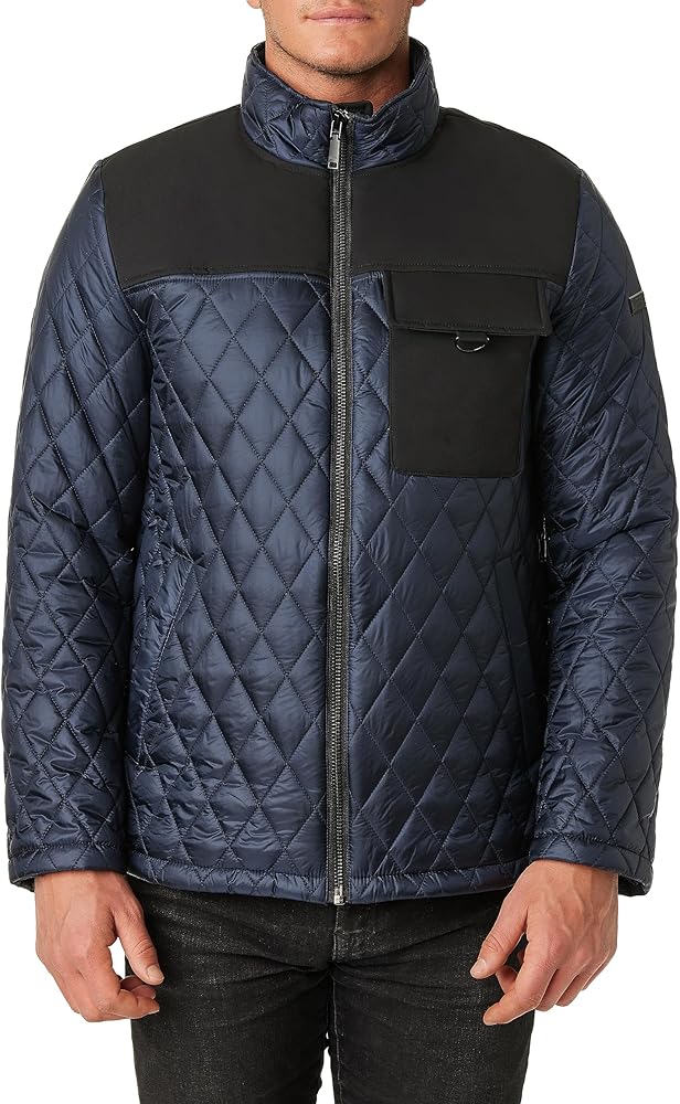 Vince Camuto Men's Quilted Mix Media Jacket