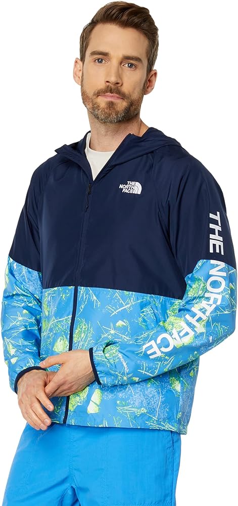 THE NORTH FACE Printed Flyweight Hoodie 2.0 Mens Jacket Summit Navy/Super Sonic Blue Valley Floor Print Sz M