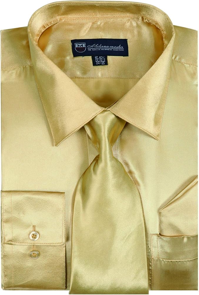 Satin Classic Dress Shirts with Tie & Hankie SG08 , 14 Colors