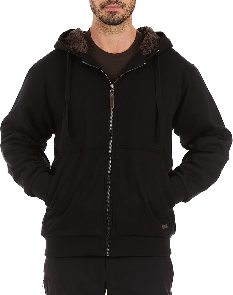 Smith's Workwear Men's Lined Fleece Jacket with Contrast Decorative Stitching, Black, Large