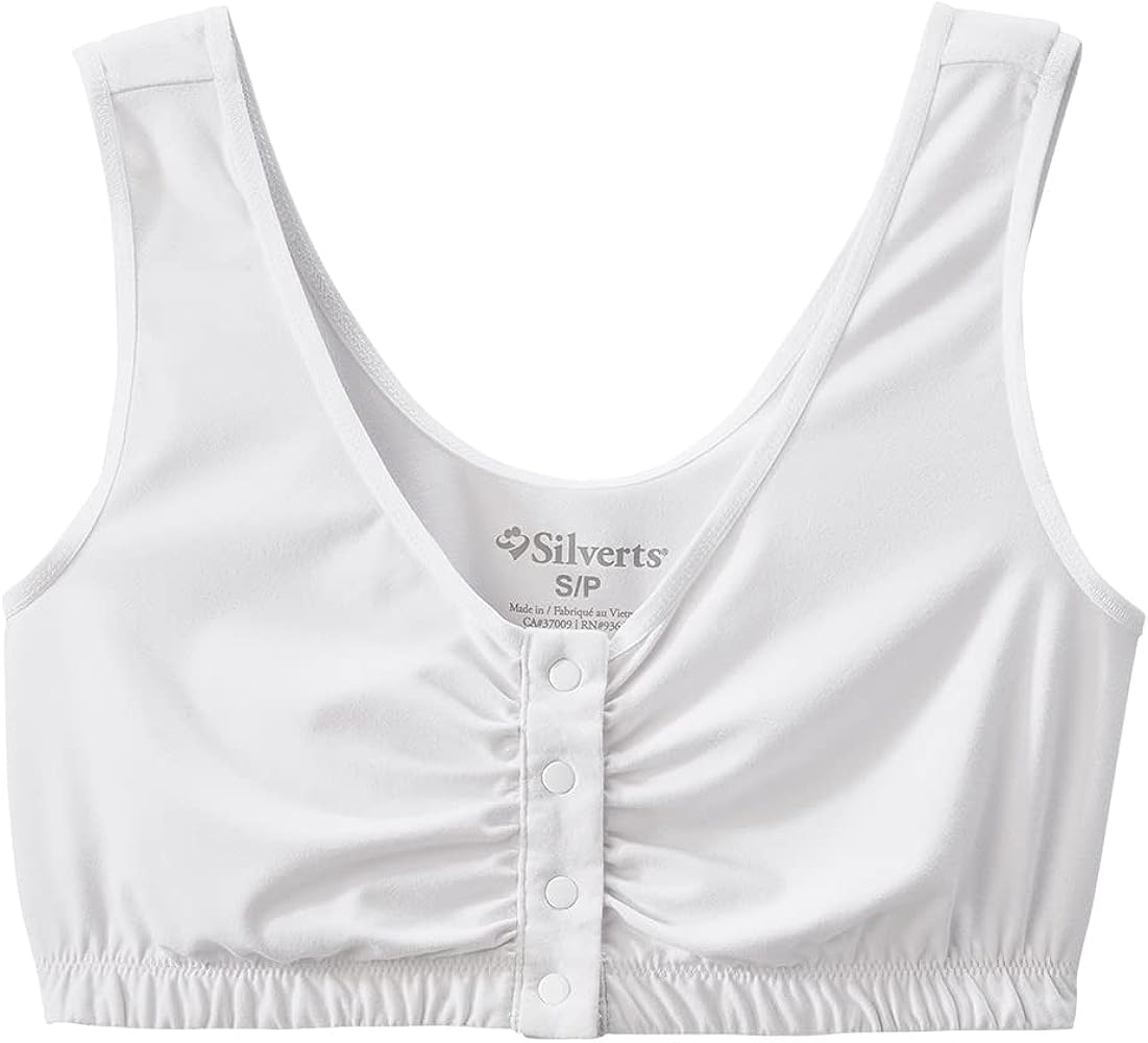 Silverts Front Snap Adaptive Bra - Front Closure Bras for Elderly - Underwire & Padding Free, Wide Straps - Surgery, Sleep