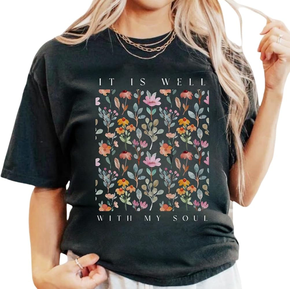 Christian Shirts for Women Vintage Bible Verse Boho Floral Graphic Tees Christian gifts for Her