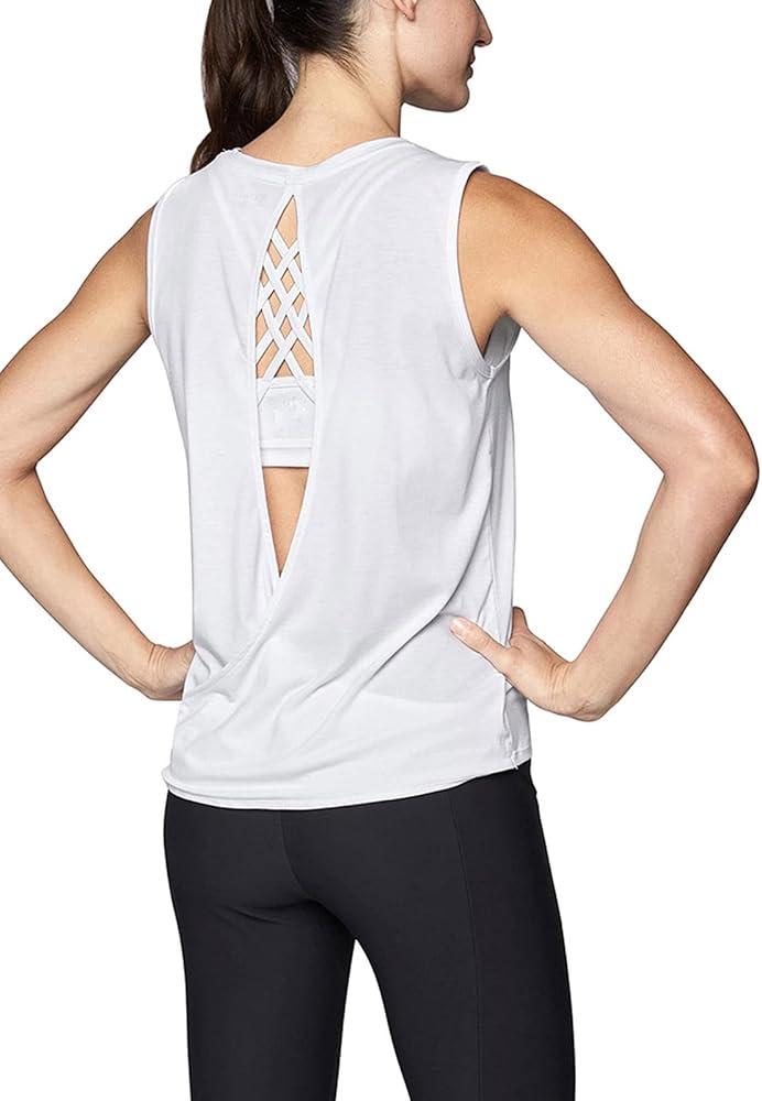 Mippo Workout Tops for Women Open Back Shirts Yoga Athletic Tops Running Muscle Tank Tops