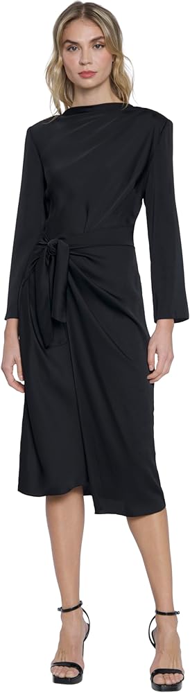 Donna Morgan Women's Long Sleeve Midi Wrap Dress