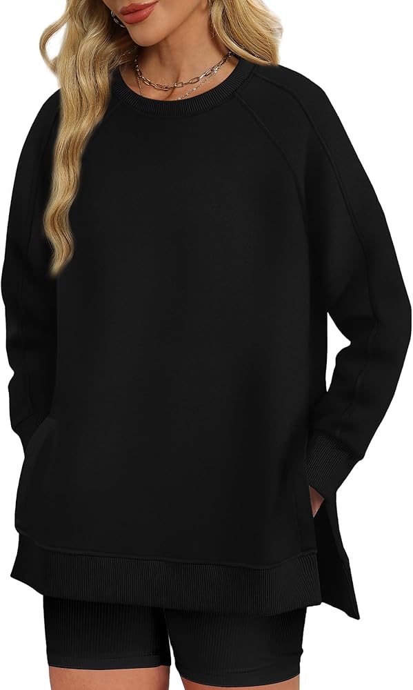 XIEERDUO Women's Crewneck Sweatshirts Trendy Oversized Long Sleeve Tops Pullover Clothes 2024