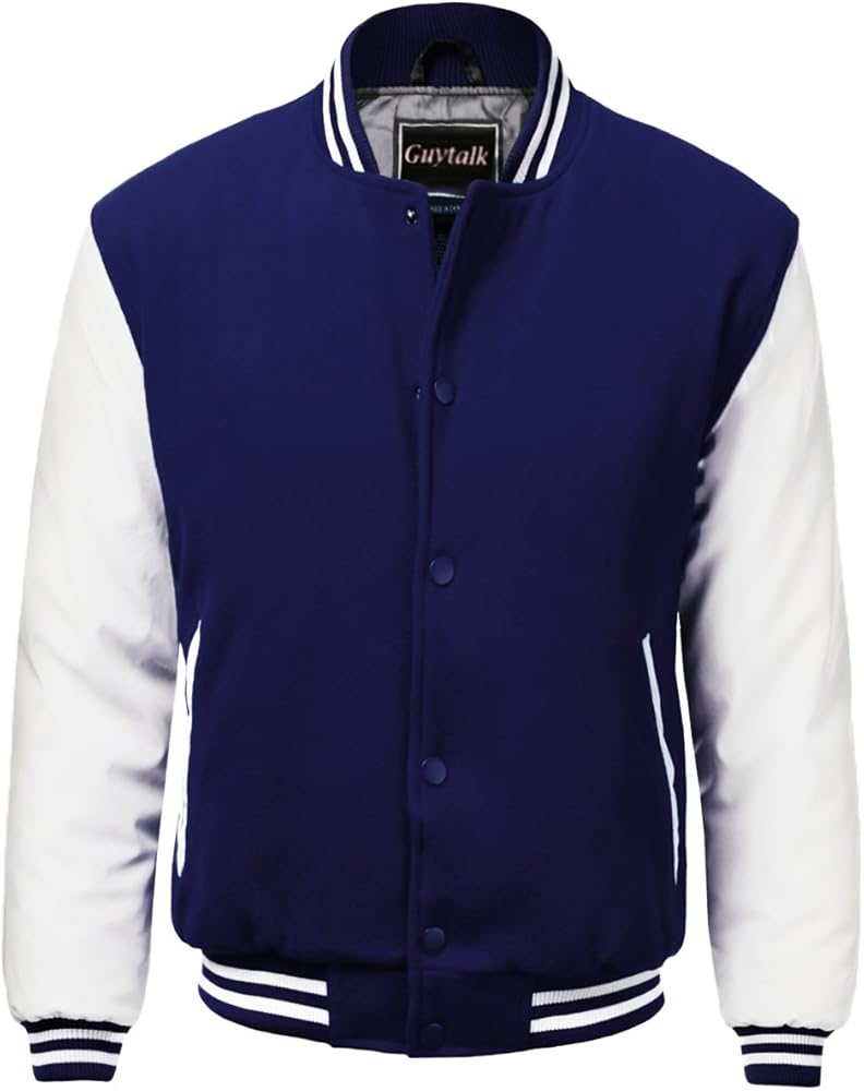 Guytalk Men's Letterman Style Premium Thick Fabric Varsity Baseball Jacket