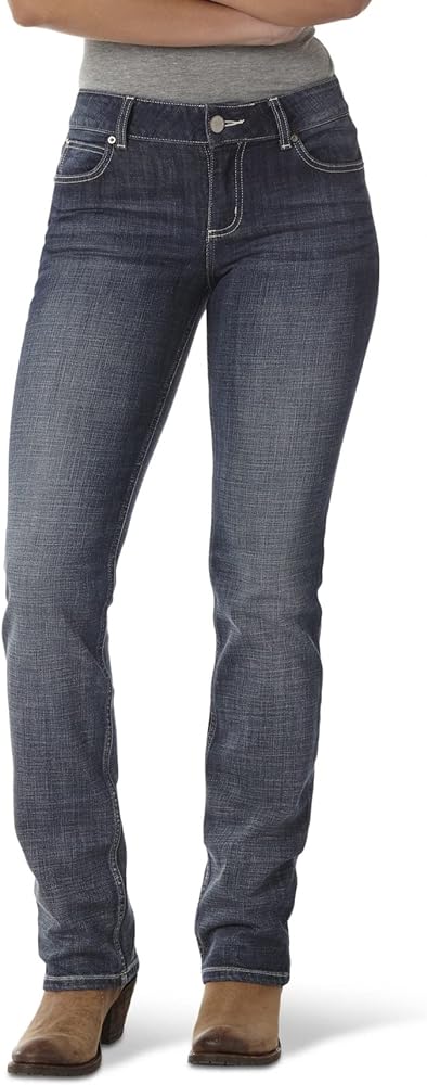 Wrangler Womens Western Mid Rise Stretch Straight Leg Jeans