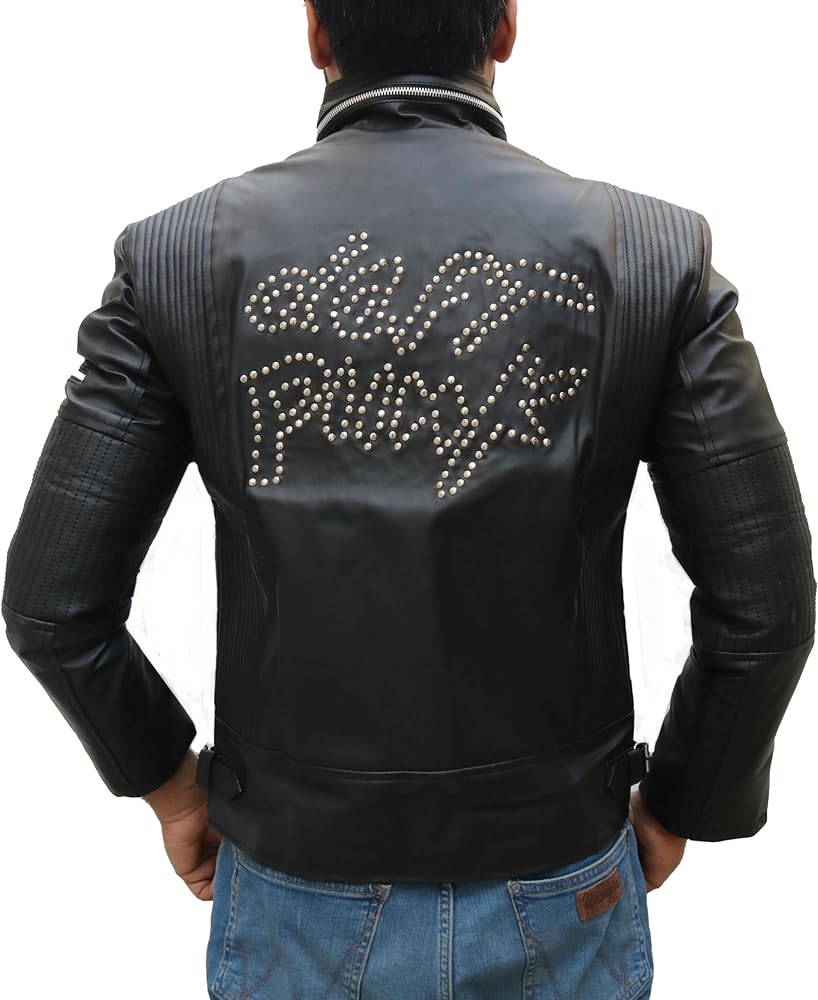 Electroma Daft-punk Jacket- Black Faux Leather Punk Biker Jacket For Men's