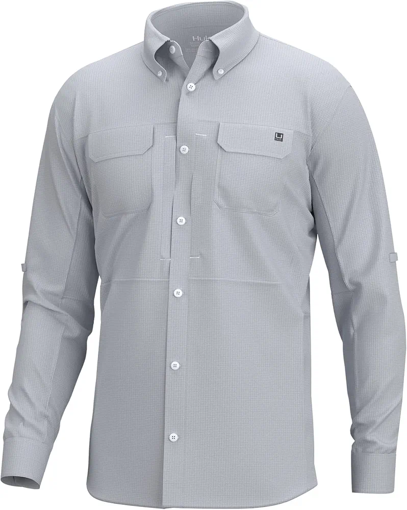 HUK Men's A1a Woven, Performance Long Sleeve Button