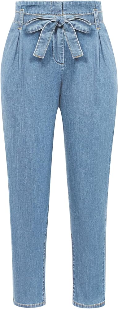 GRACE KARIN Women's High Waist Pencil Pants Casual Office Self Tie Belted Jeans with Pockets