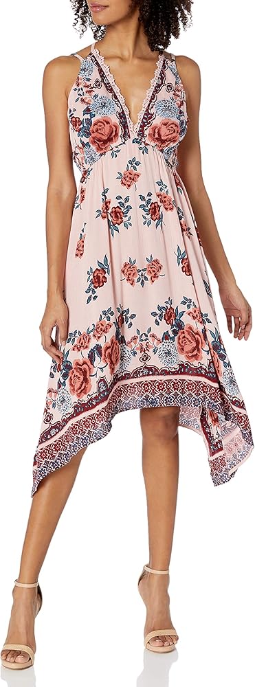 Angie Women's Strappy Deep V Sundress with Sharkbite Hem