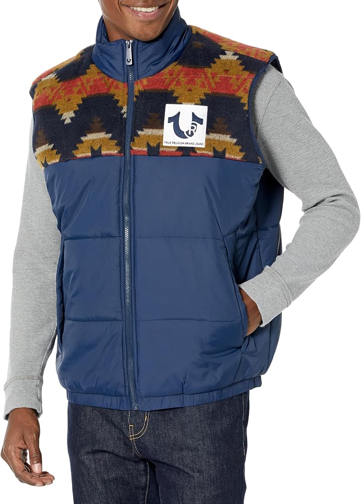 True Religion Mens Southwestern Puffer VestPuffer Vest