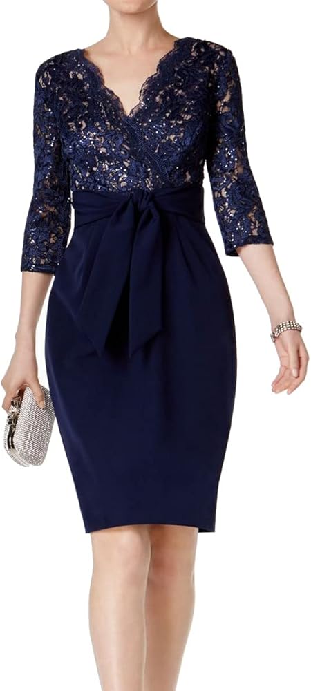 Alex Evenings Women's Cocktail Dress with Tie Waist