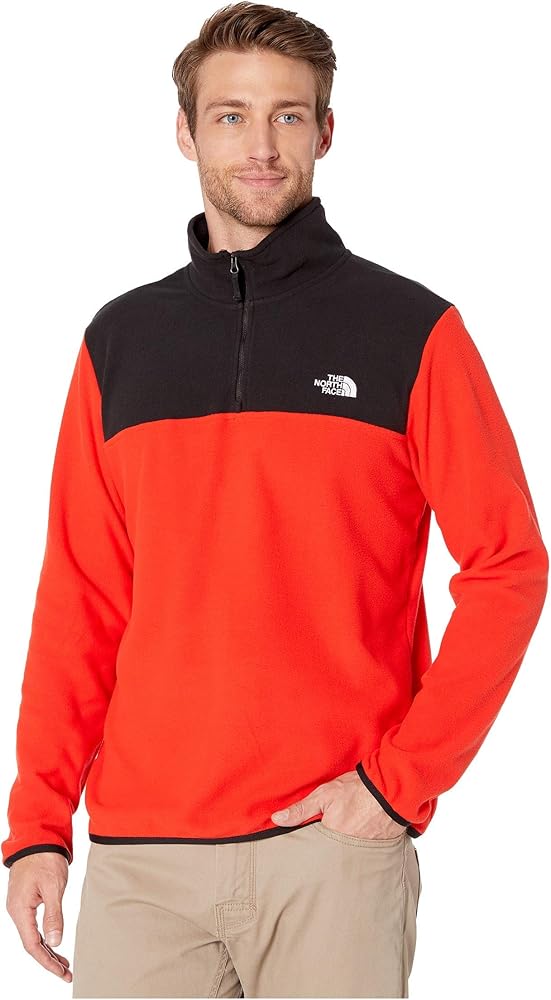 THE NORTH FACE TKA Glacier 1/4-Zip Fleece Pullover - Men's Fiery Red/Tnf Black, L