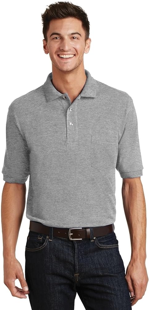 Port Authority Heavyweight Cotton Pique Polo with Pocket