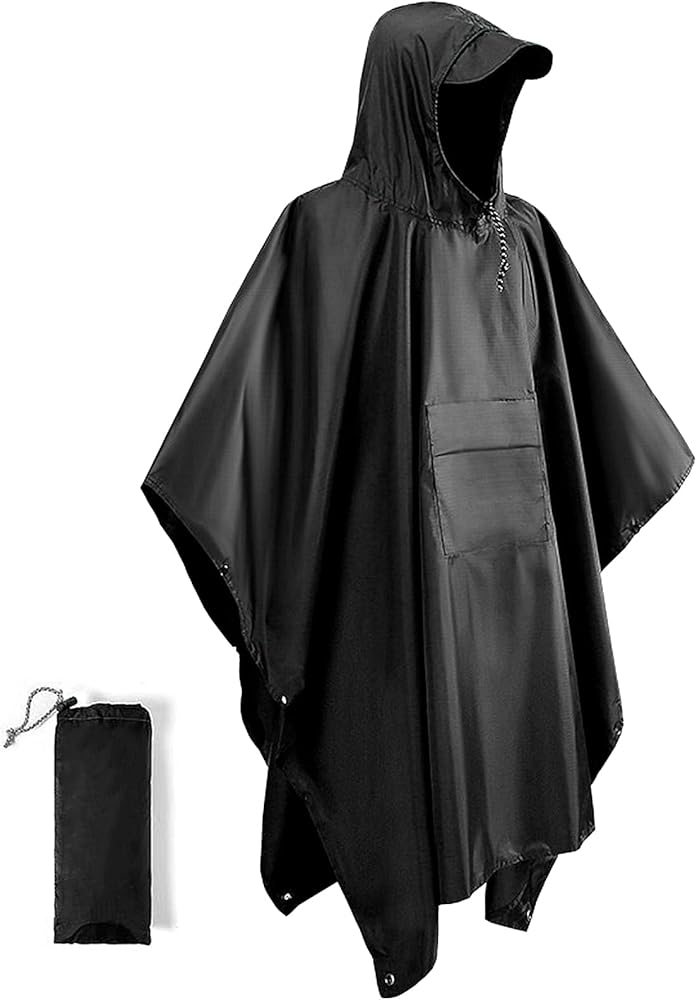 Vanwoke Poncho Hooded Rain Poncho With Pocket Lightweight Waterproof Poncho Raincoat Jacket Rain Ponchos For Adults Men Women