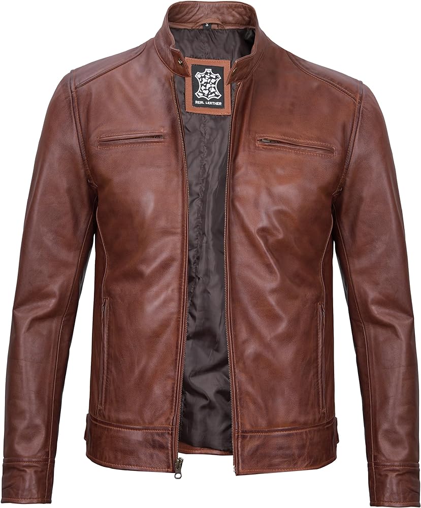 Blingsoul Leather Jackets For Men - Real Lambskin Motorcycle Style Mens Leather Jacket