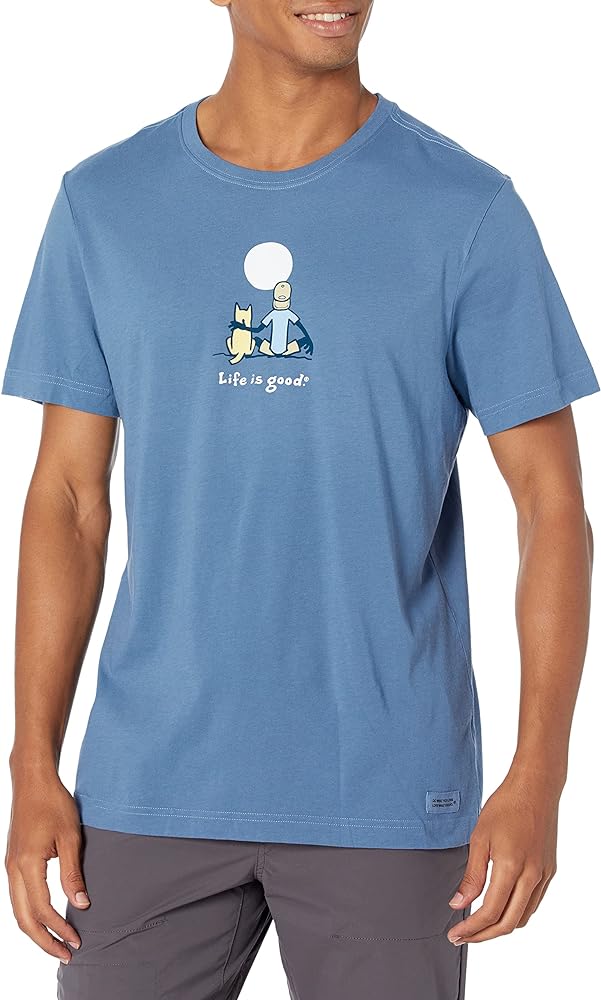 Life is Good Men's Jake and Rocket Moon Cotton Tee, Crewneck, Short Sleeve Graphic T-Shir, Vintage Blue, XX-Large