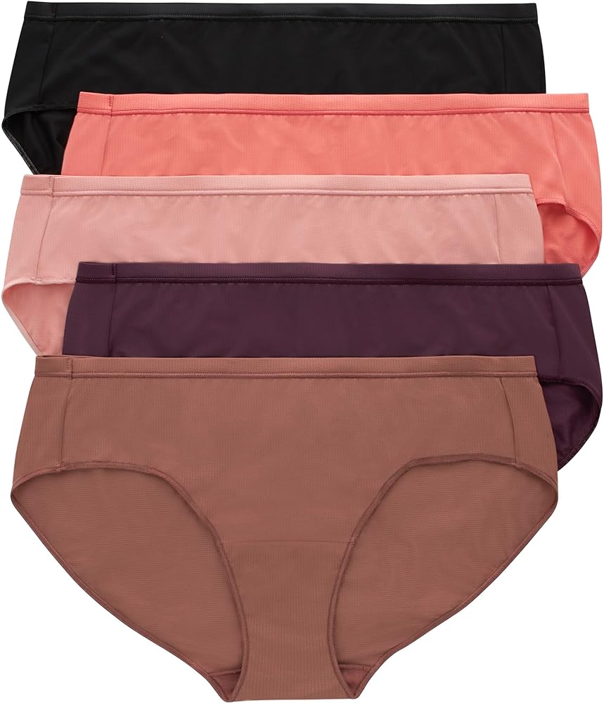 Hanes Women's Hipster Underwear Pack, Breathable Mesh Panties for Women, 5-Pack