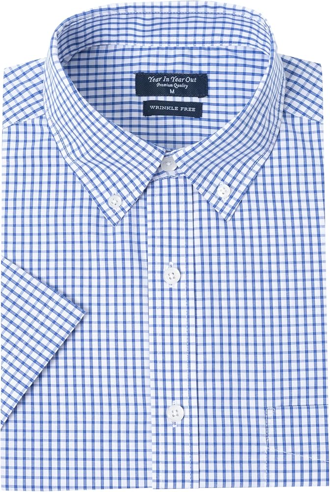 Year In Year Out Wrinkle Free Dress Shirts for Men Regular Fit Short Sleeve Button Down Shirts Business Casual Shirts