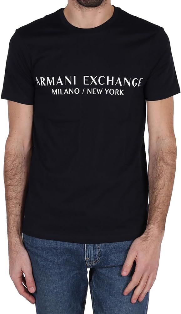 A | X ARMANI EXCHANGE Men's Short Sleeve Milan New York Logo Crew Neck T-Shirt