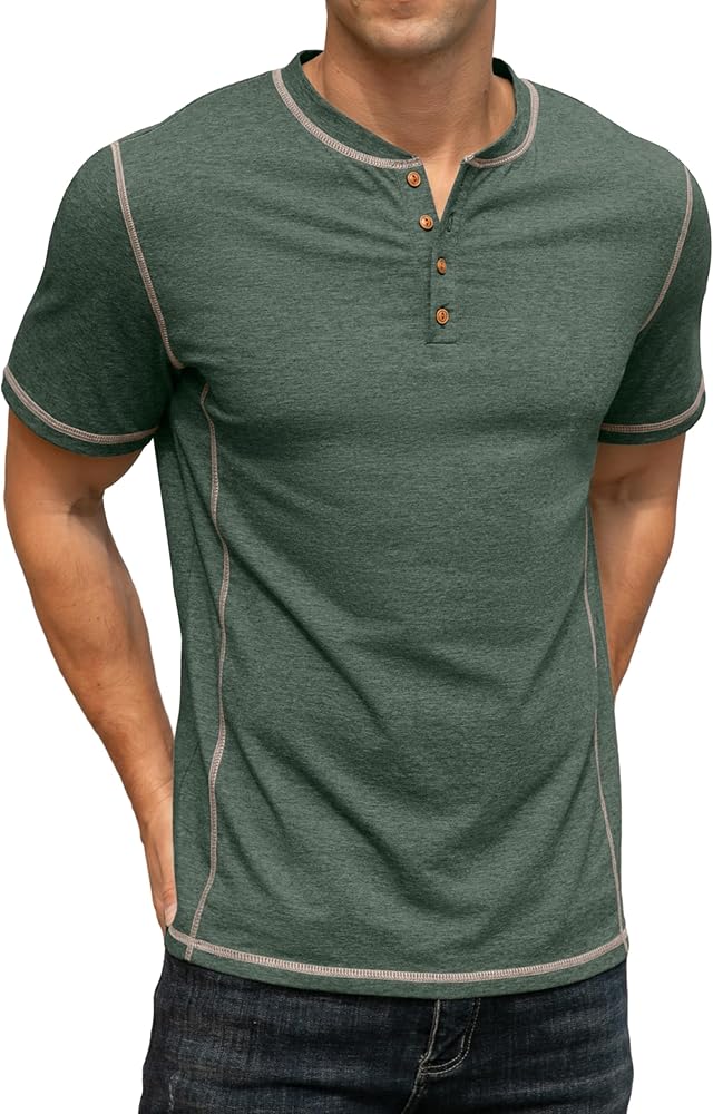 Sailwind Mens Henley Short Sleeve T-Shirt Cotton Maverick Shirt