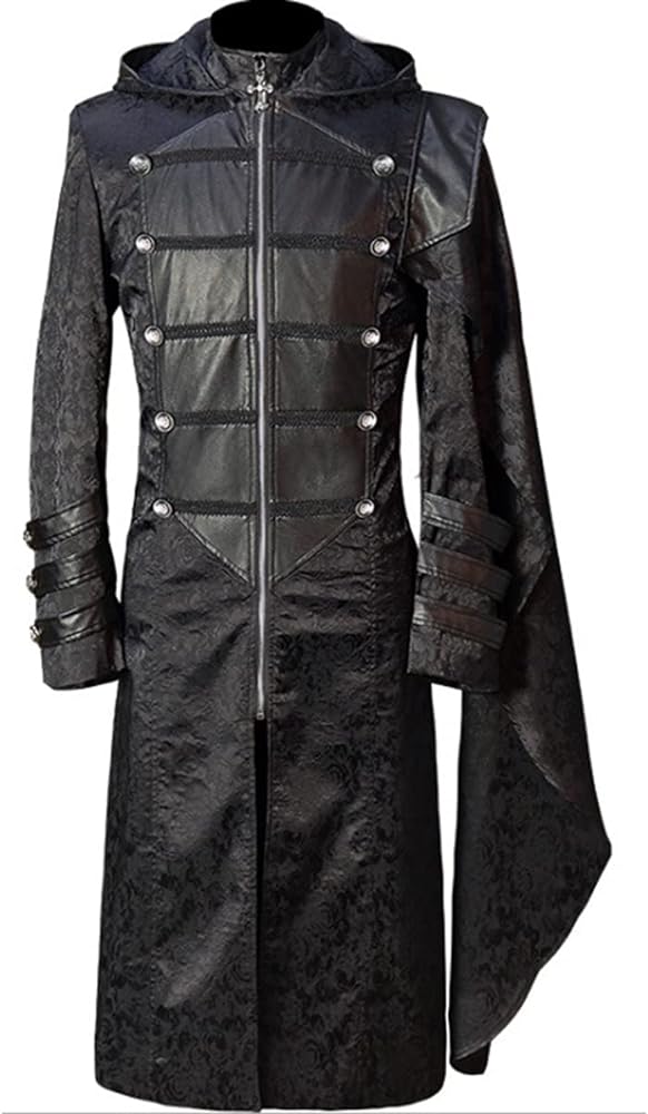 Men's Gothic Hooded Jacket Men's Punk Fashion Long Windbreaker Cape