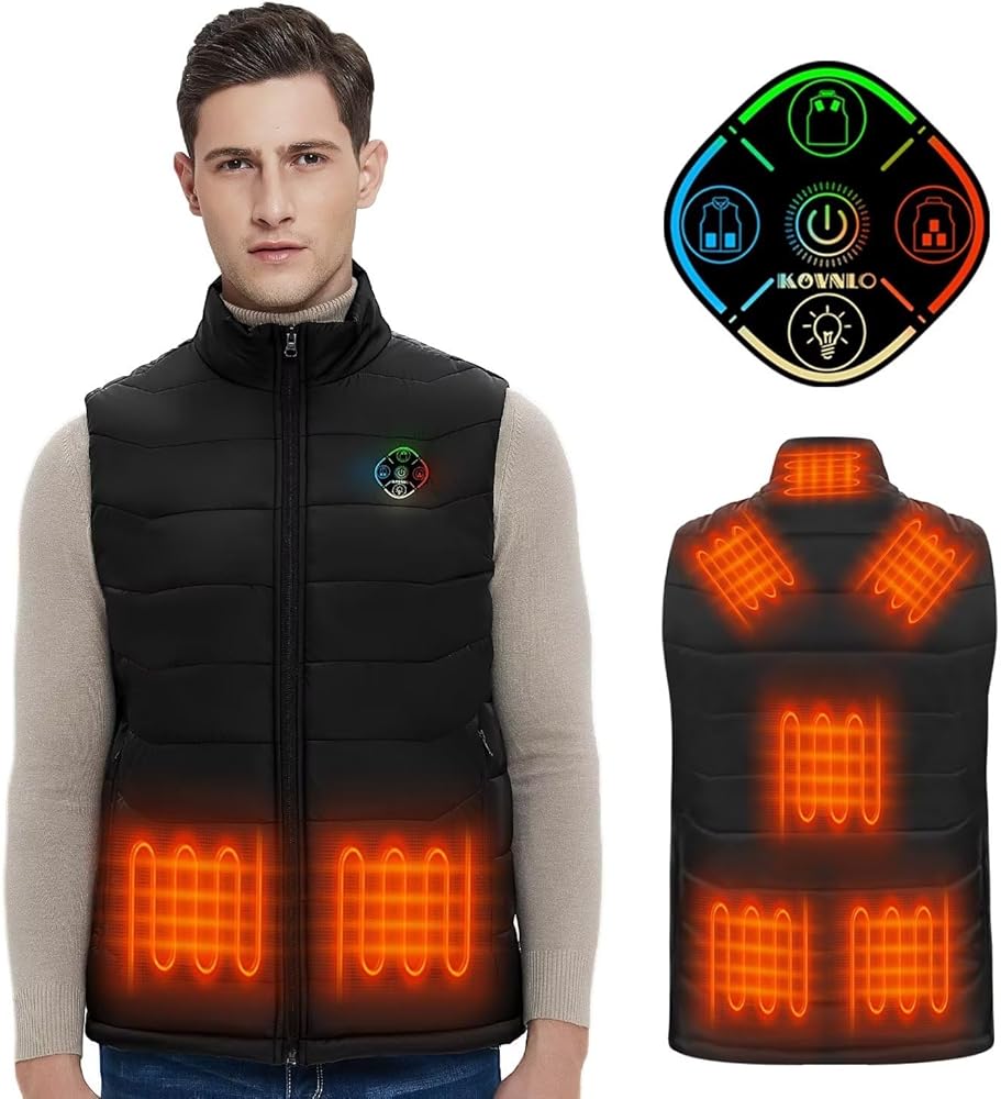 Heated Vest for Men, Smart Controller with Lights-out Design, Electric Heated Jackets (Battery Pack Not Included)