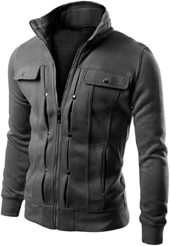 Ymosrh Mens Winter Jackets Slim Designed Lapel Cardigan Coat Jacket Bomber