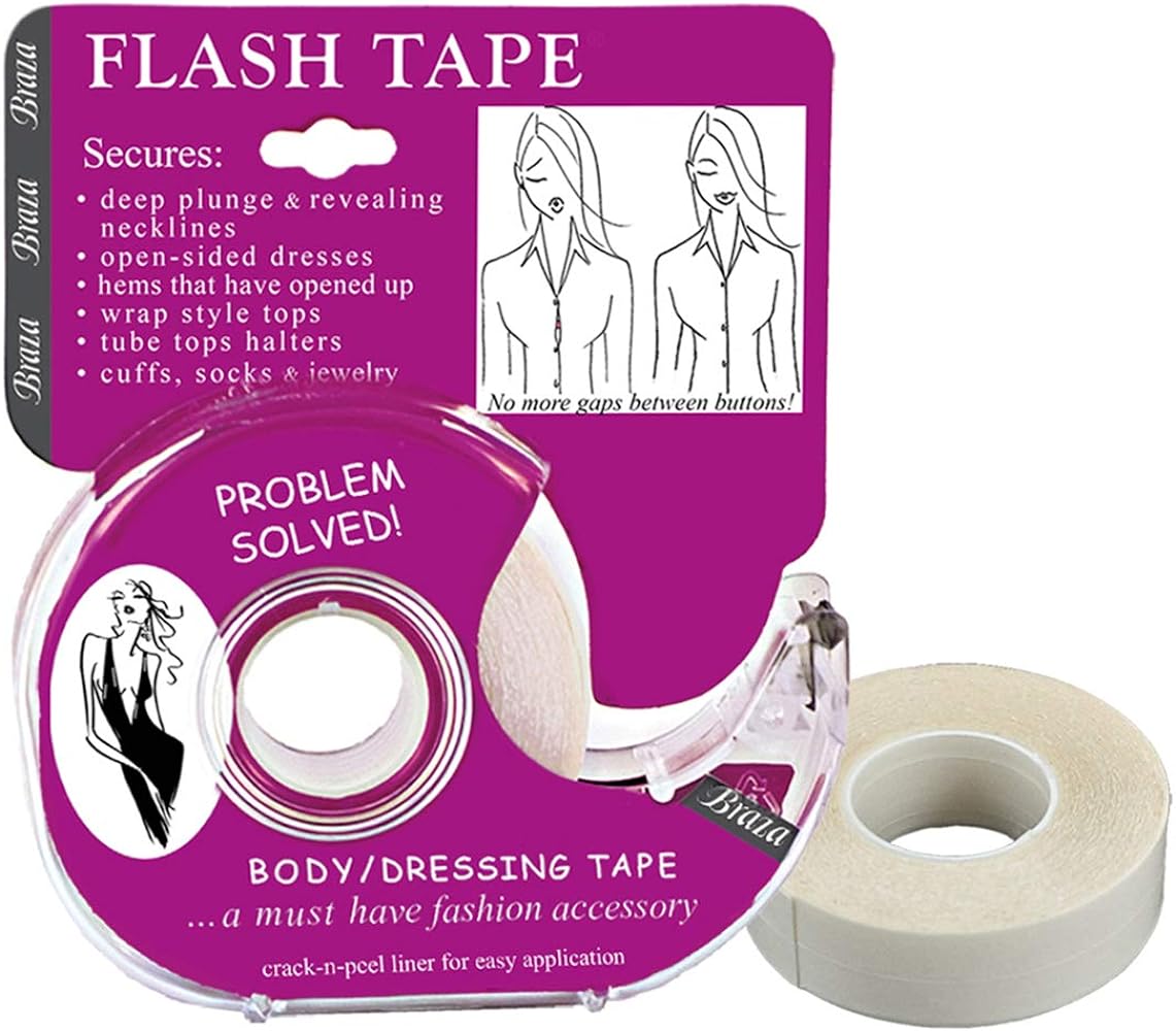 Braza Flash Tape - Double Sided Clear Adhesive Clothing, Fabric and Body Tape