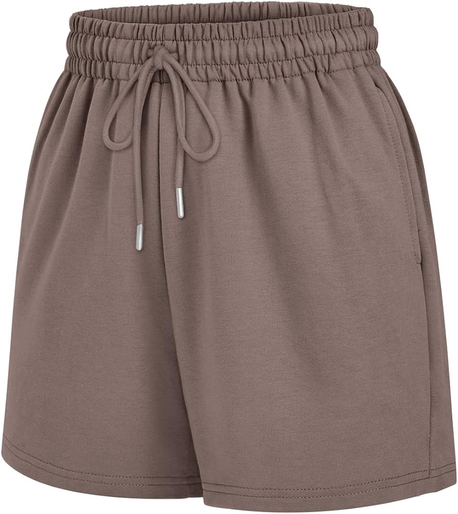 EFAN Womens Sweat Shorts Summer Casual Comfy High Waisted Lounge Shorts Drawstring Cotton Shorts with Pockets 2024