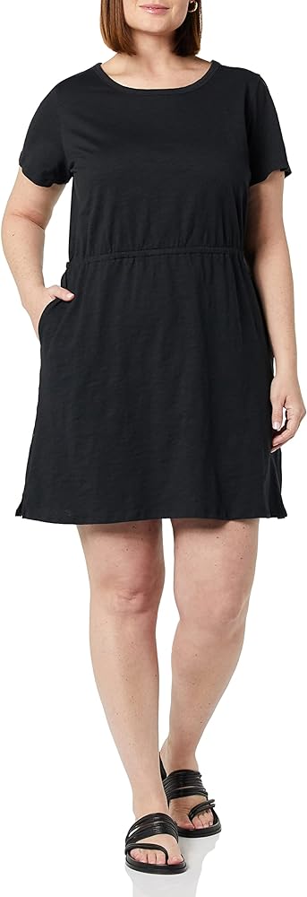 Amazon Essentials Women's Short Sleeve Elastic Waist Cotton Jersey Minidress