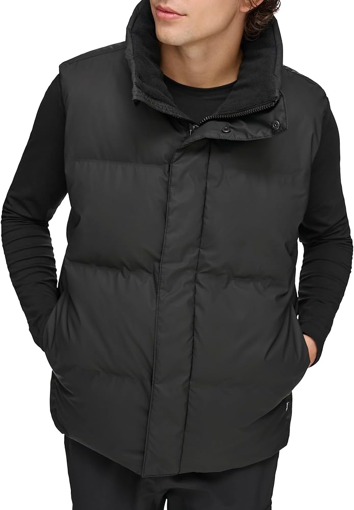 DKNY Men's Quilted Tech Hooded Puffer