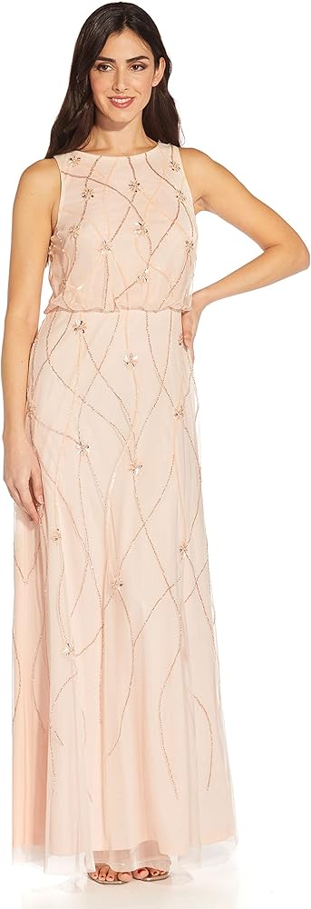 Adrianna Papell Women's Halter Blouson Gown