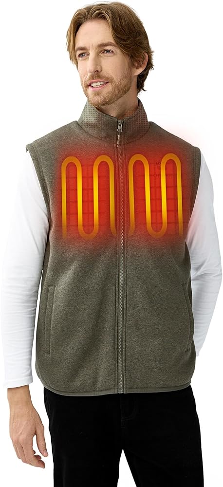 ORORO Men's Heated Vest with Battery, Lightweight Heating Fleece Vest (Charger Not Included)