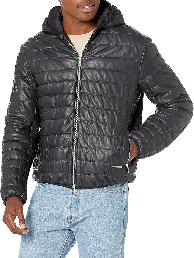 A｜X ARMANI EXCHANGE Men's Quilted Leather Puffer Jacket